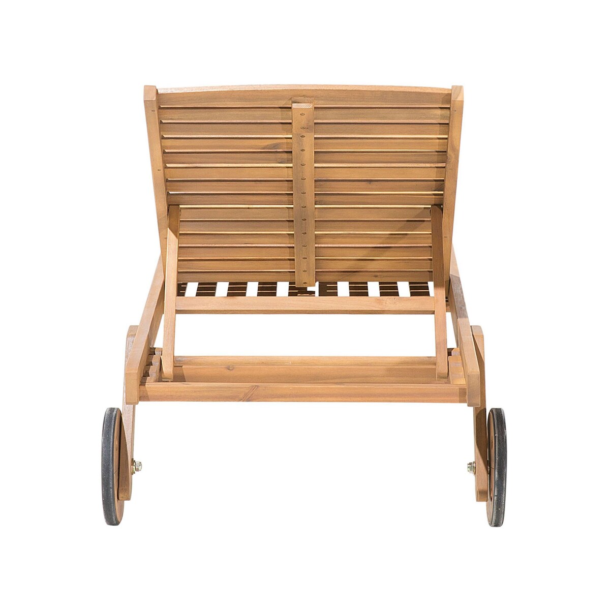 Leżak ogrodowy drewniany z poduszką niebieską CESANA