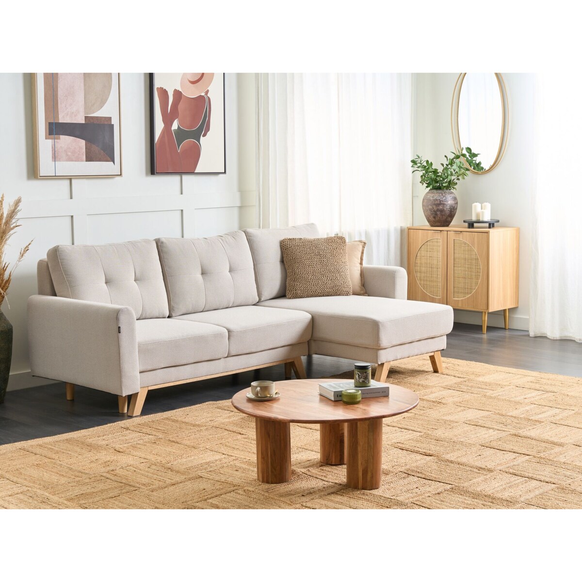 Sofa narożna lewostronna beżowa SIRO