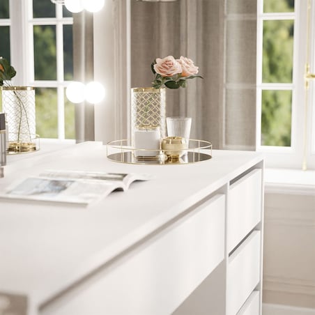 Toaletka MADA ELITE z lustrem i oświetleniem biały mat