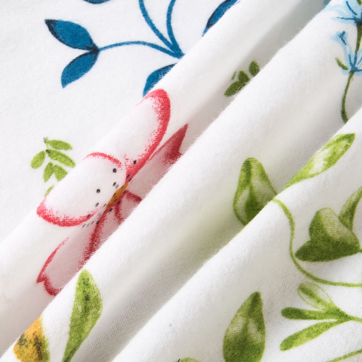 Pościel flanelowa 220x200 Lanira biała w kolorowe kwiaty, Flanelove