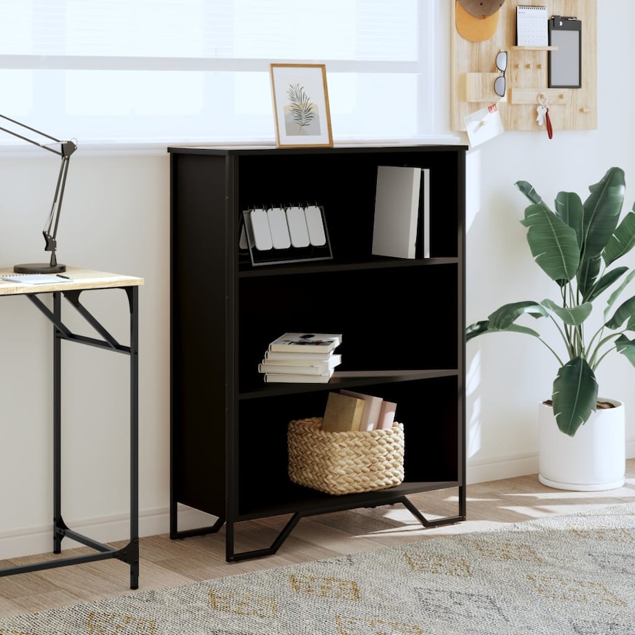 vidaXL Regał, czarny, 80x31x106 cm, materiał drewnopochodny