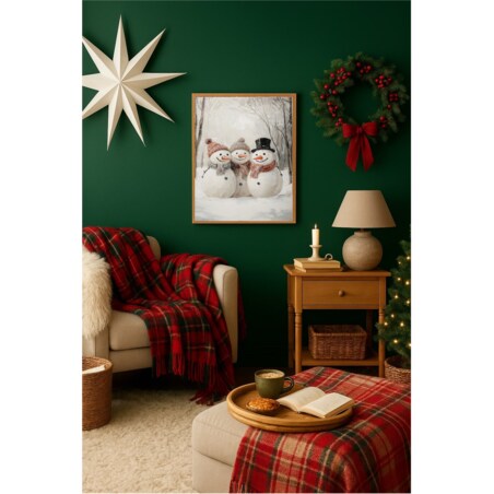 Poster Story, Plakat, Obraz - Trzy Szczęśliwe Bałwanki, wymiary 50 x 70 cm