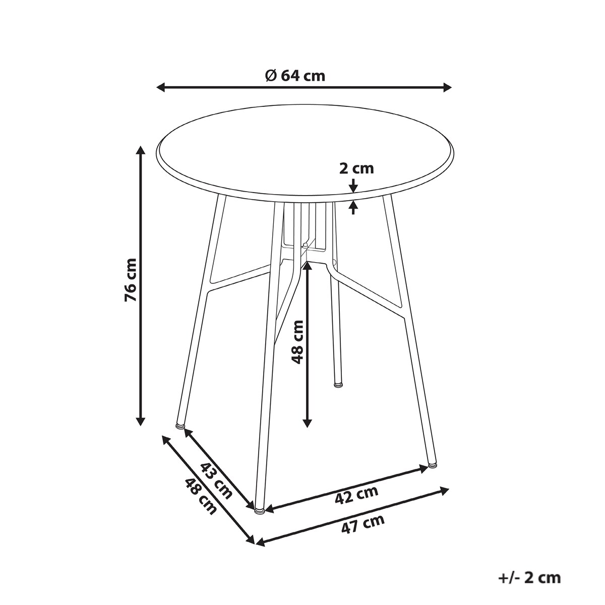 Stolik bistro TALTAL 64 cm 64 cm Metal Jasnozielony