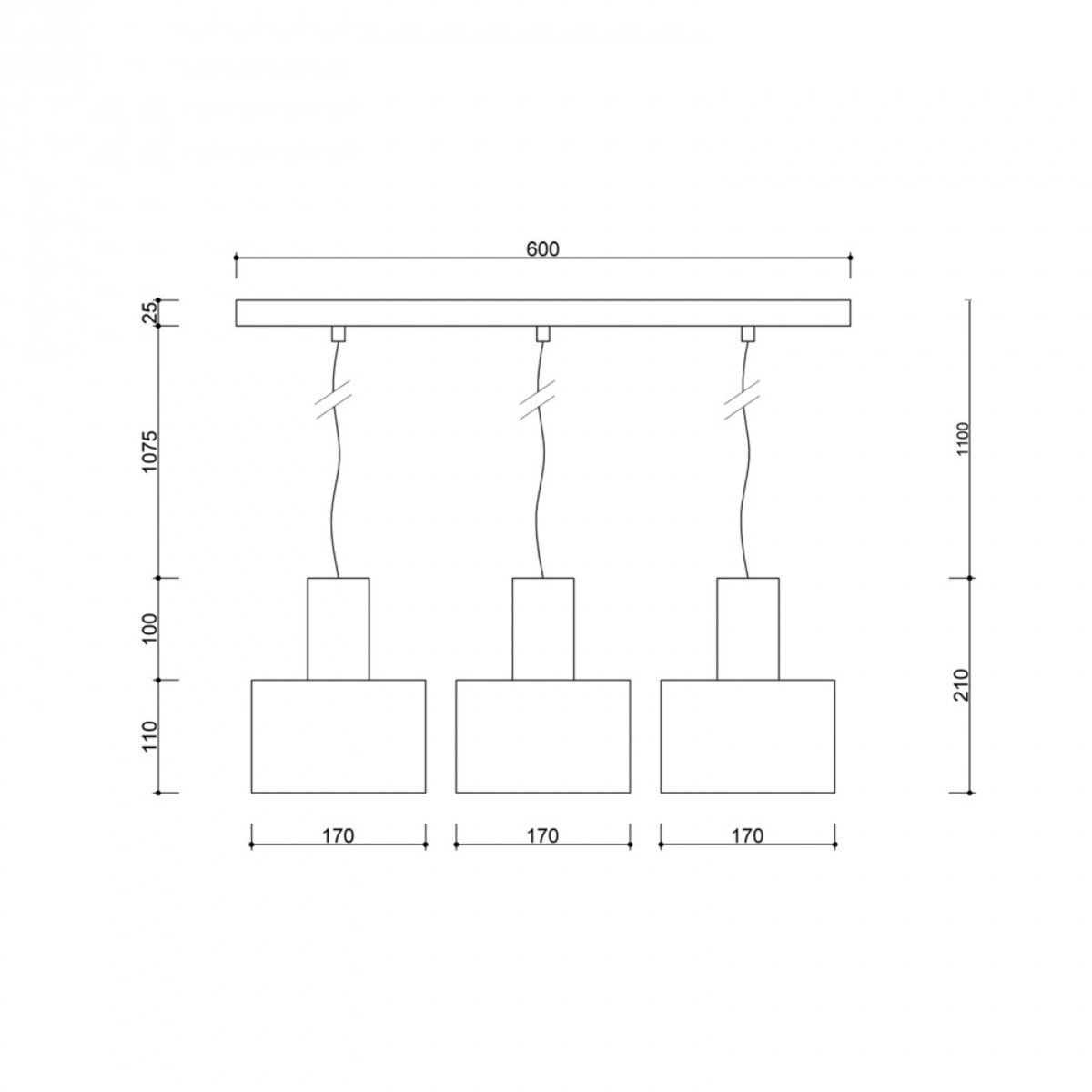 ENKEL 3L czarna sufitowa lampa wisząca