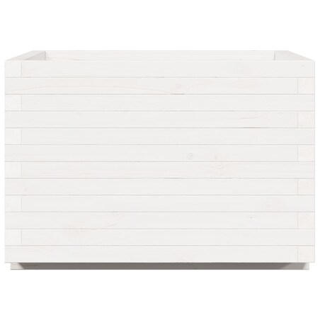 vidaXL Donica ogrodowa, biała, 70x70x49,5 cm, lite drewno sosnowe