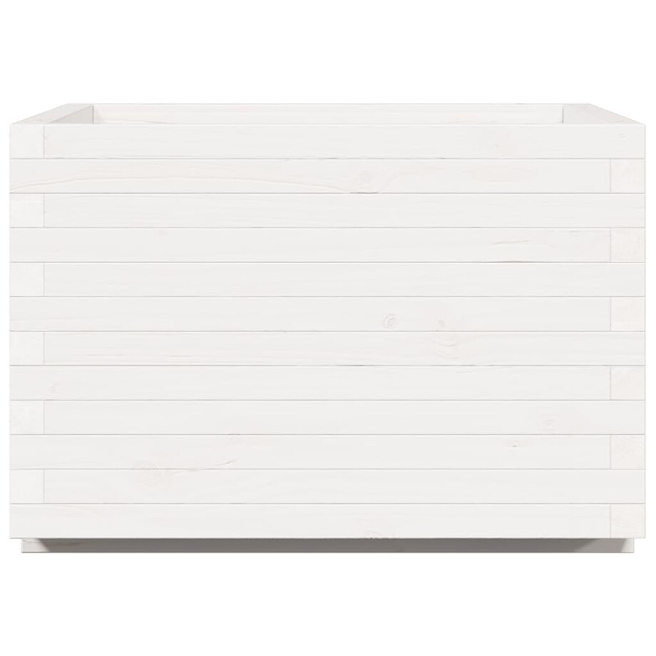 vidaXL Donica ogrodowa, biała, 70x70x49,5 cm, lite drewno sosnowe