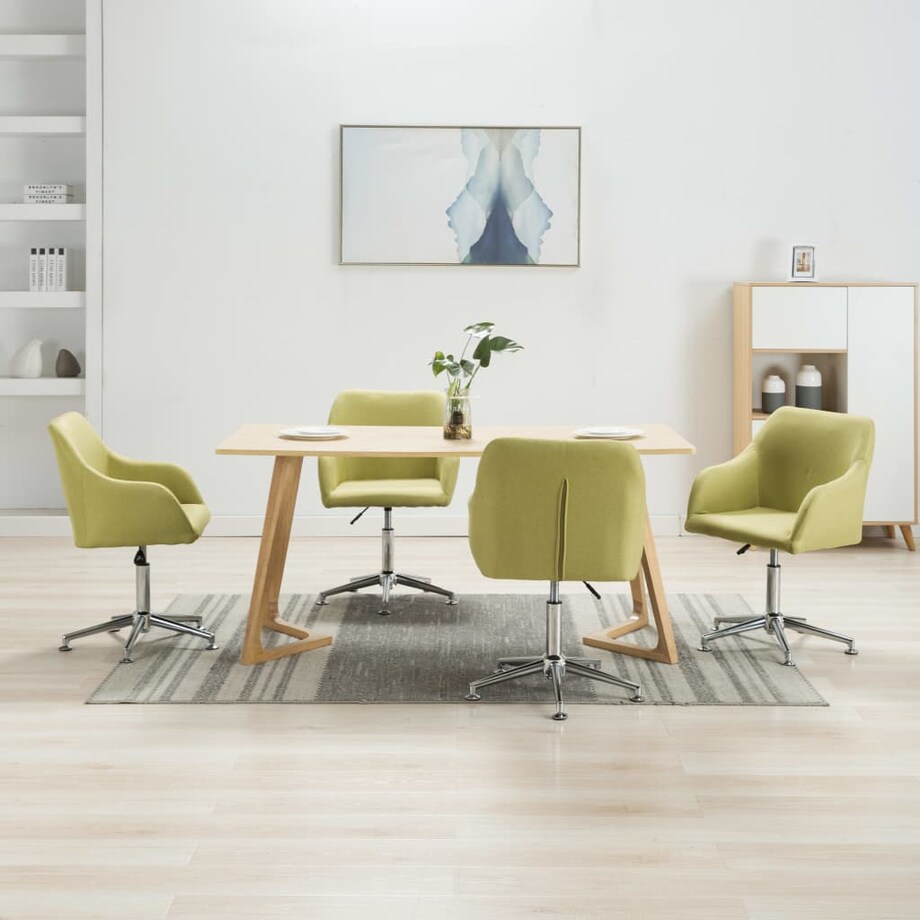 vidaXL Obrotowe krzesła stołowe, 4 szt., ciemnozielone, obite tkaniną