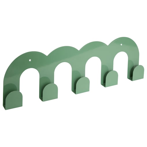 Wieszak na ubrania na ścianę falowany CALLISTA, militarna zieleń, 50 cm