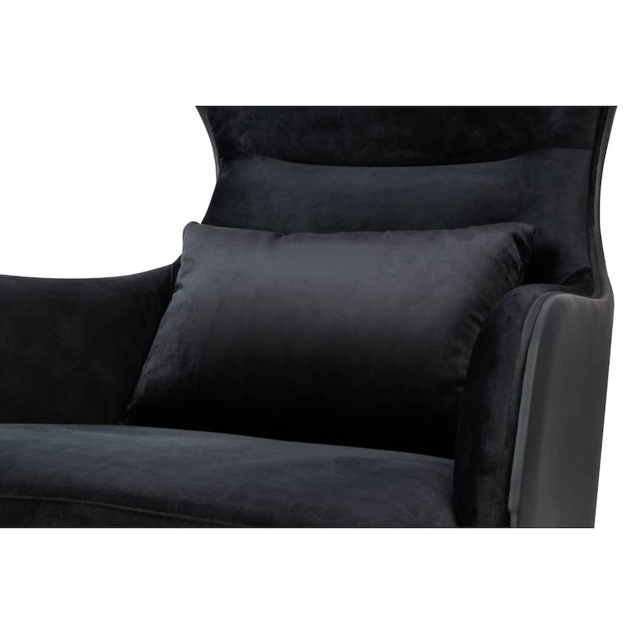 Elegancki fotel z ekoskóry Hampton Velvet czarny złoty, King Home