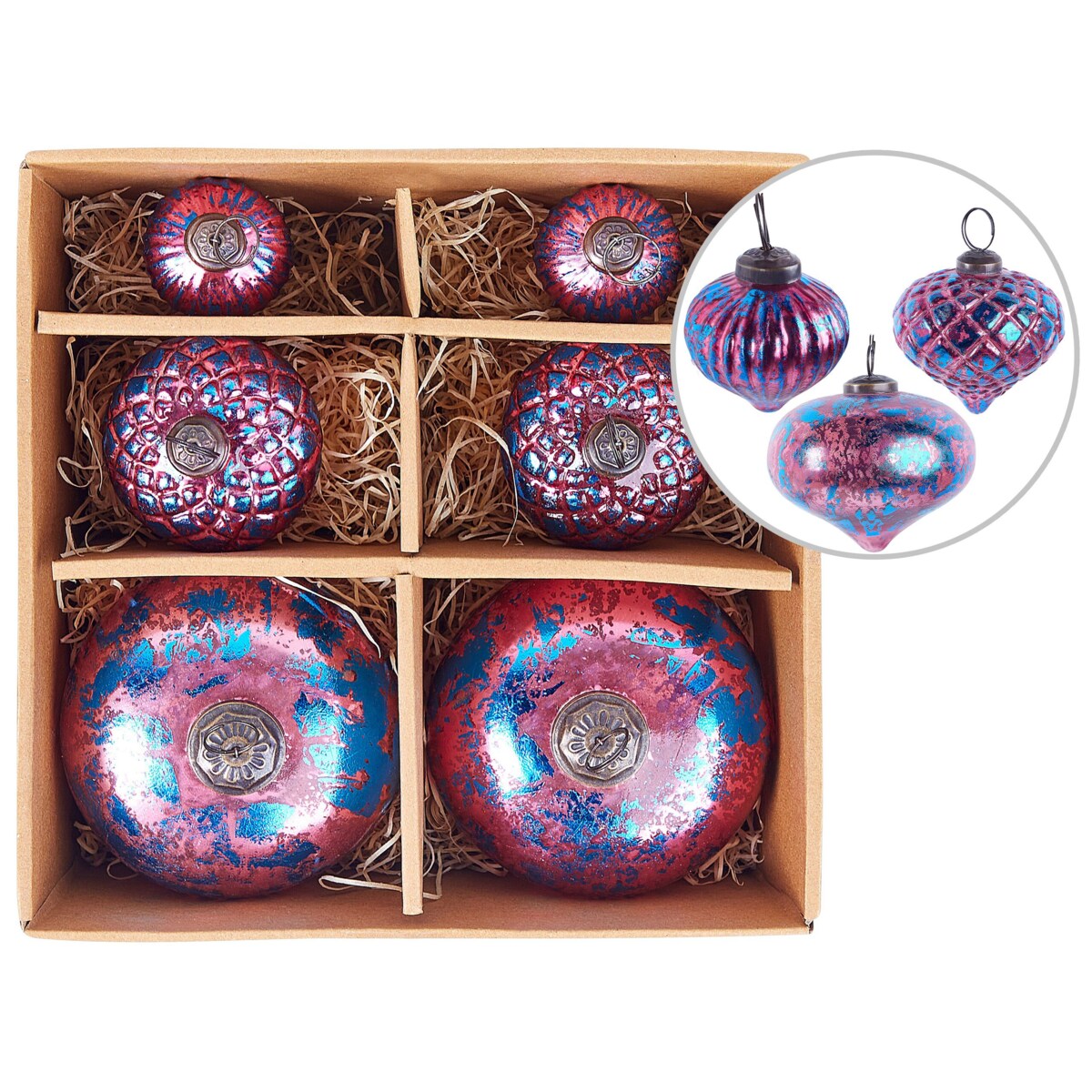 Zestaw 6 bombek szklanych różowy ASTRALE