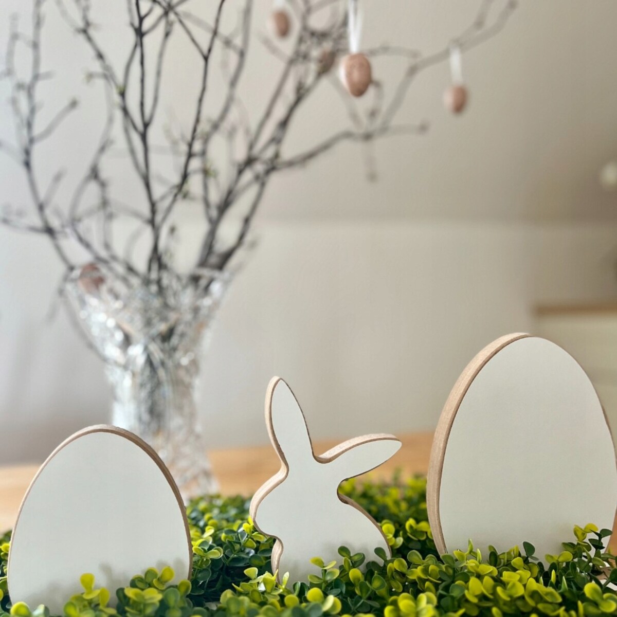 Dekoracja Wielkanocna Drewniana Zając Pisanki do malowania Zestaw