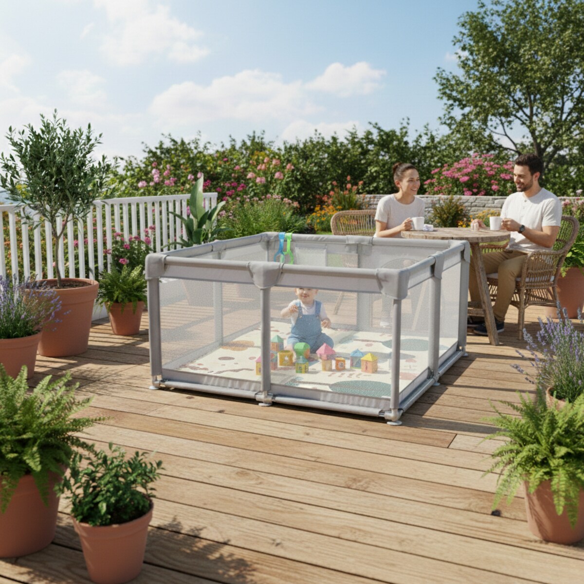 Kojec dla dziecka 126x126 cm suchy basen mata dwustronna + piłki + torba