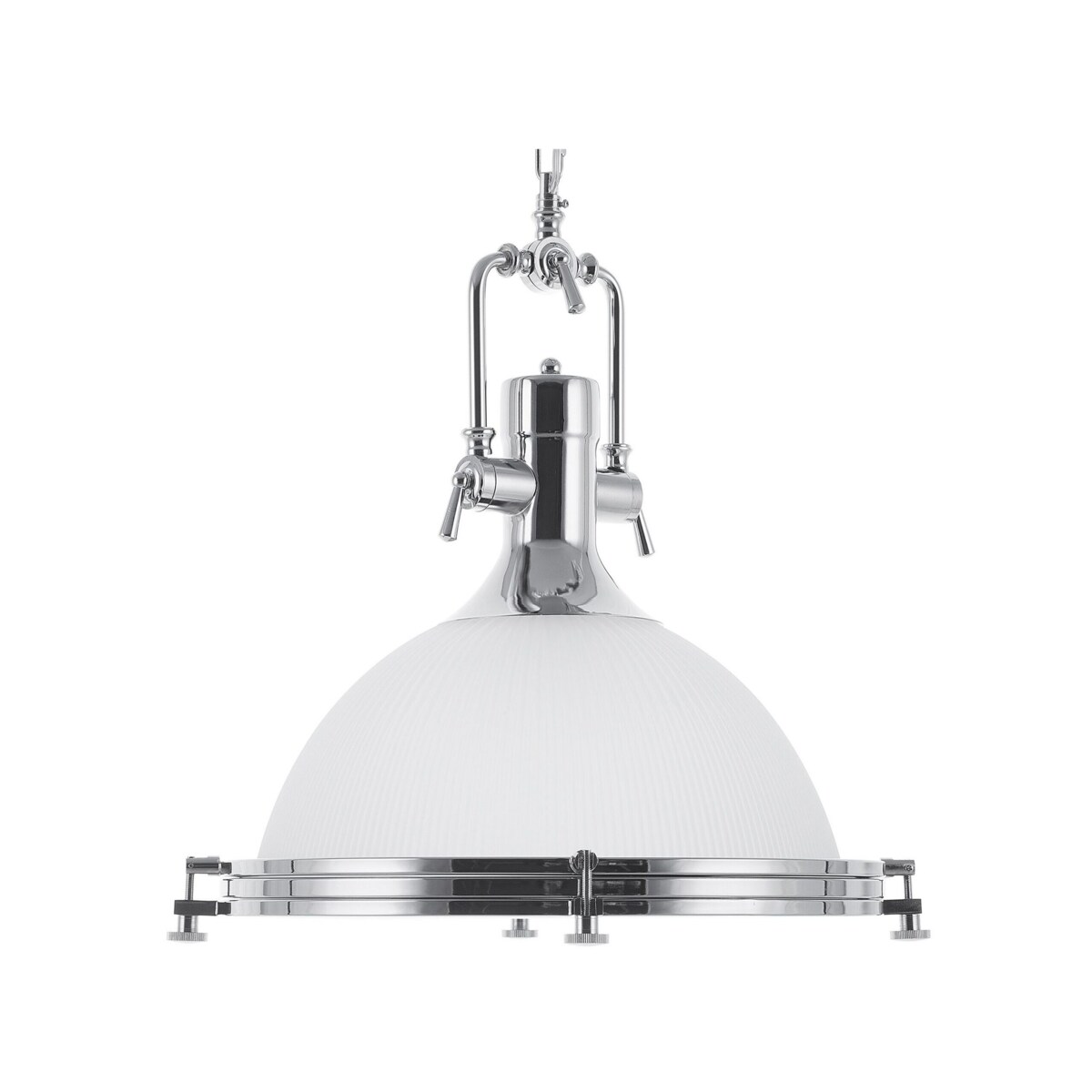 Lampa wisząca szklana biało-srebrna EBRON