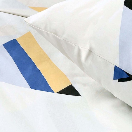 Pościel bawełniana 140x200 Rytm biała w kolorową geometrię, Cottonlove