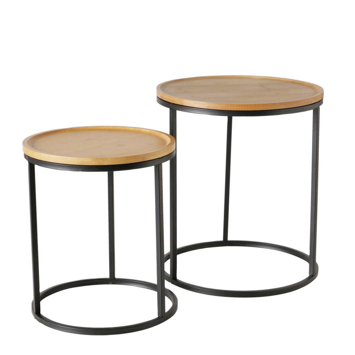 Zestaw stolików pomocniczych z bambusowym blatem BORINO, wys. 38-45 cm