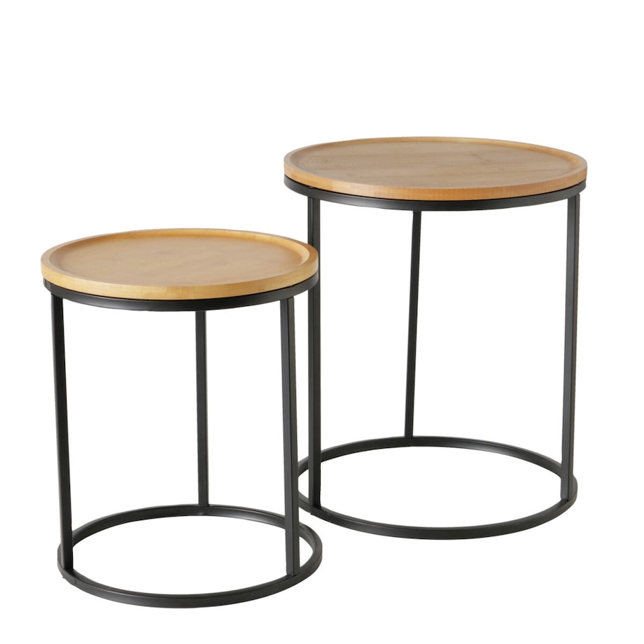 Zestaw stolików pomocniczych z bambusowym blatem BORINO, wys. 38-45 cm