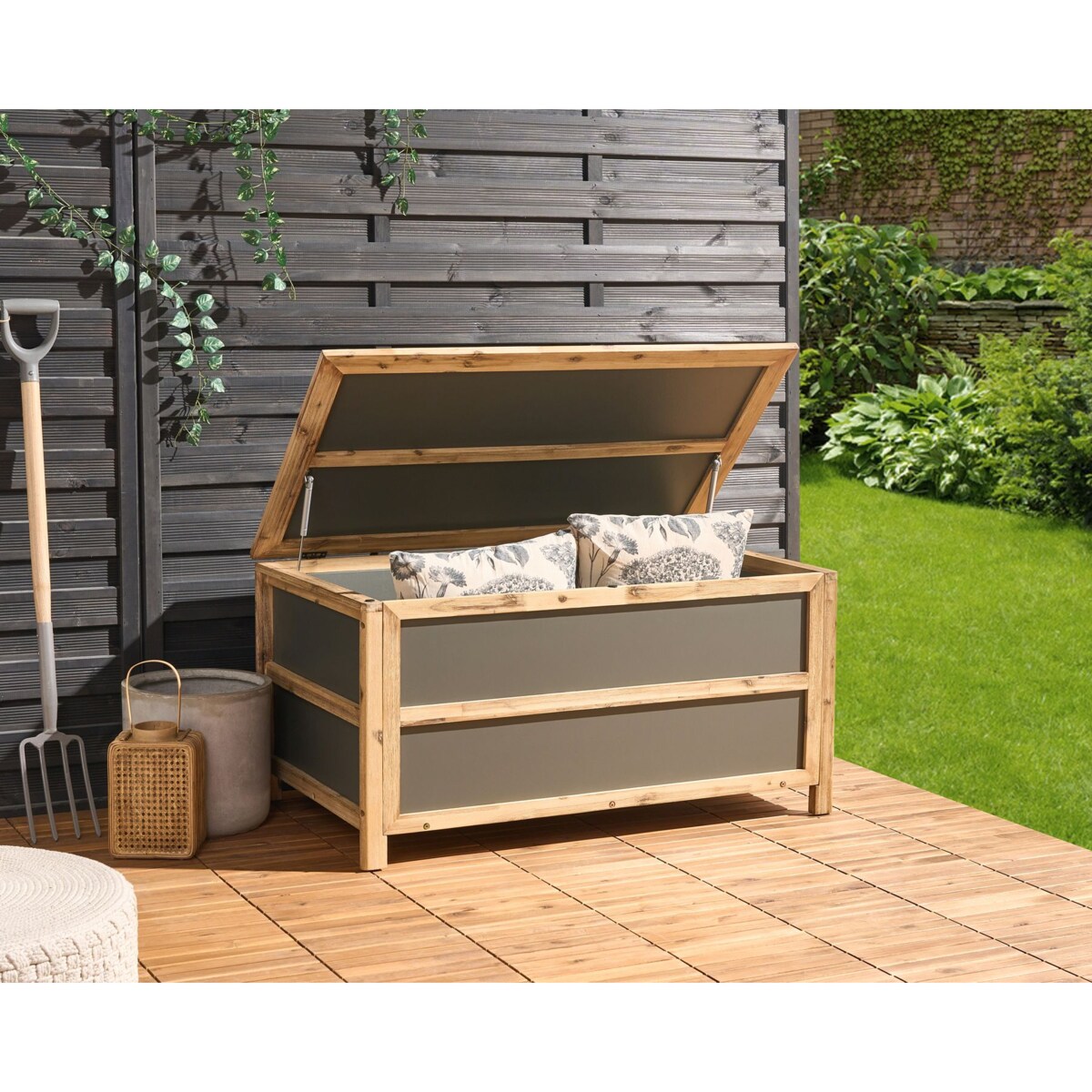 Skrzynia ogrodowa ACATE Beton 121 cm 72 cm Szary