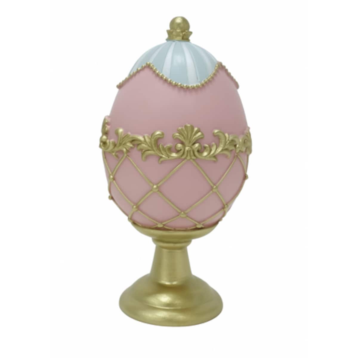 Dekoracja - jajko ceramiczne na postumencie 15,3x7,8x7,8 cm OVO różowo-błękitne