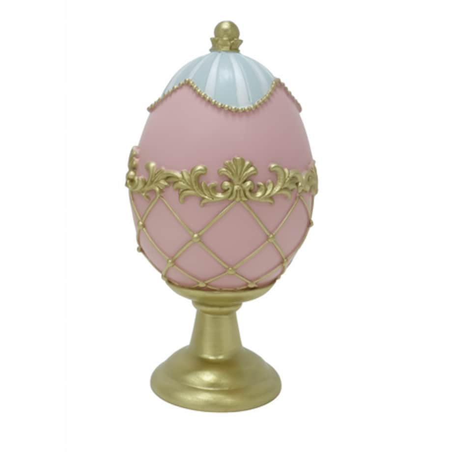 Dekoracja - jajko ceramiczne na postumencie 15,3x7,8x7,8 cm OVO różowo-błękitne