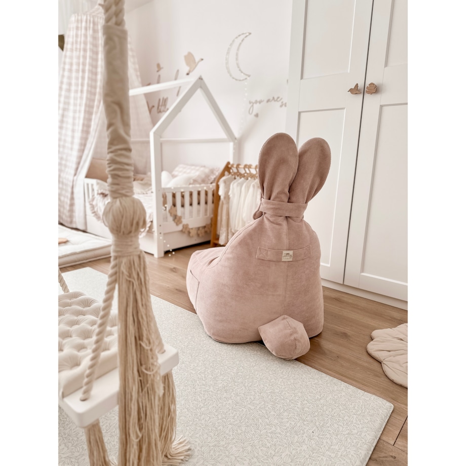 Puf Funny Bunny Sztruksowy - Różowy