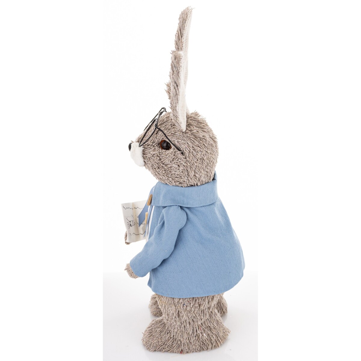 Dekoracja - króliczek w okularach 35x13x13 cm w niebieskiej kurtce