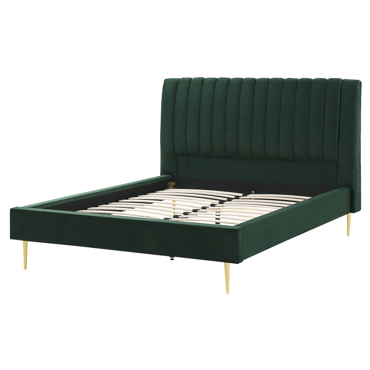 Łóżko welurowe 160 x 200 cm zielone MARVILLE
