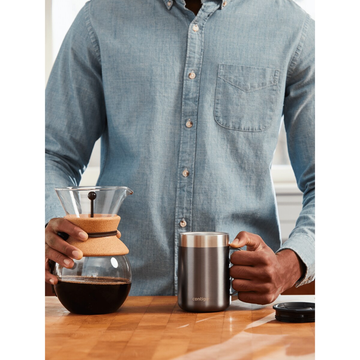 Kubek termiczny z uchem Contigo Streeterville 420 ml - Szary