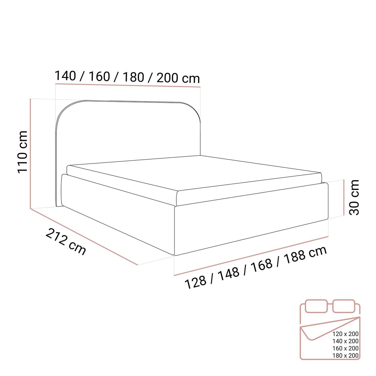 Łóżko tapicerowane OLIMPIA, pojemnik na pościel, s34, 120x200, Perfect Harmony 82
