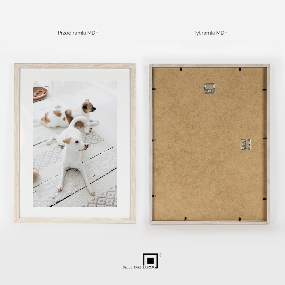 Ramka na zdjęcia 30x40 cm biała z przetarciami rama MDF z plexi wisząca poziom pion klasyczna ramka