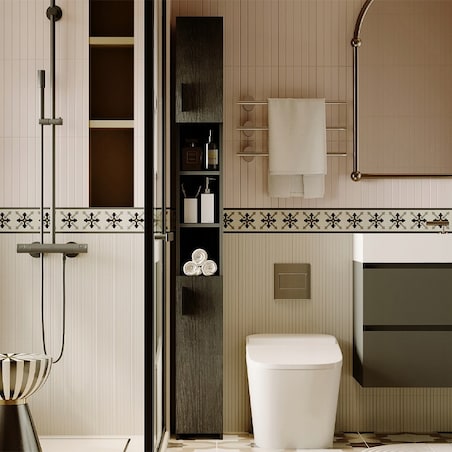 Regał łazienkowy stojący szafa czarny loft szafka półka słupek wysoki 182cm