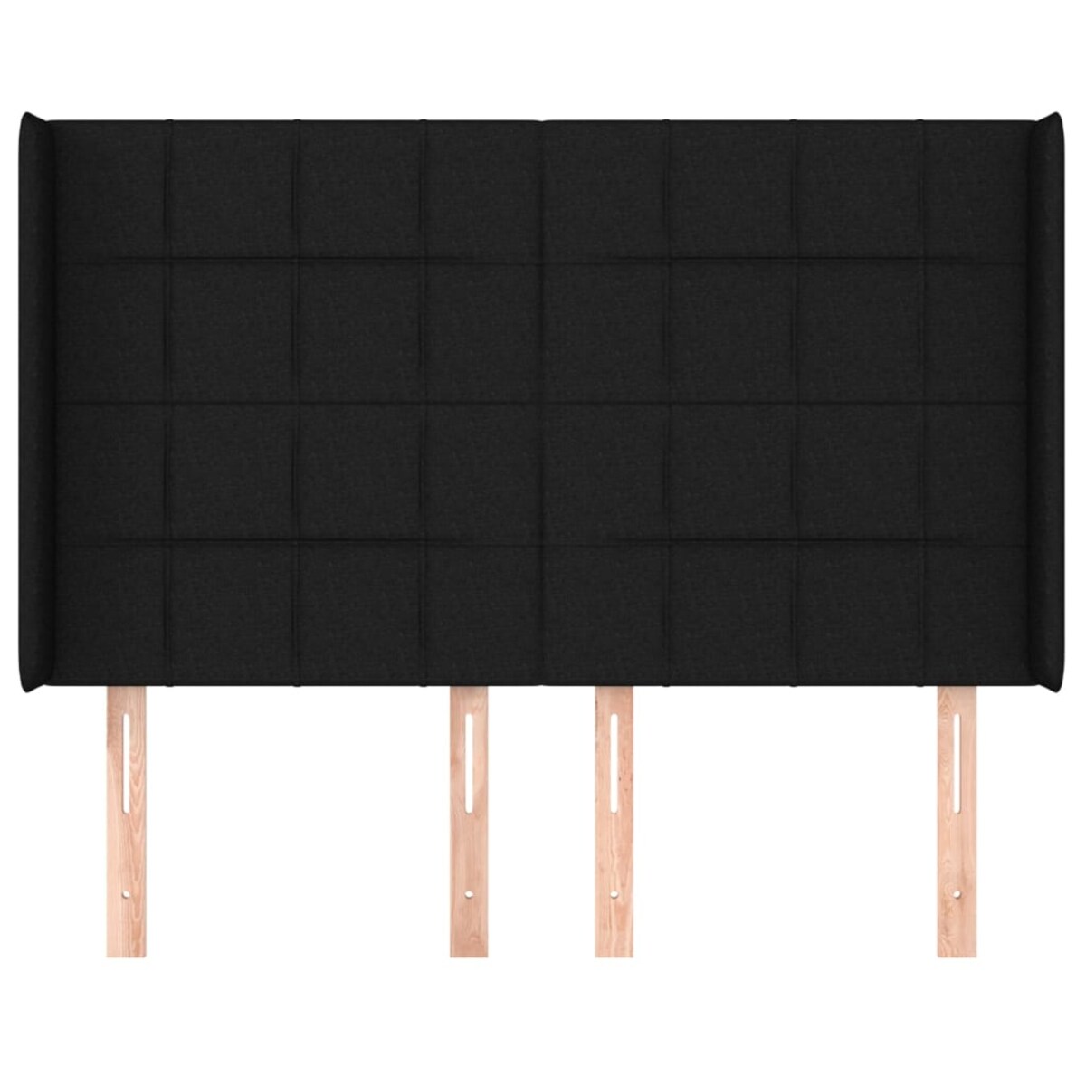 vidaXL Zagłówek uszak, czarny, 147x16x118/128 cm, tkanina