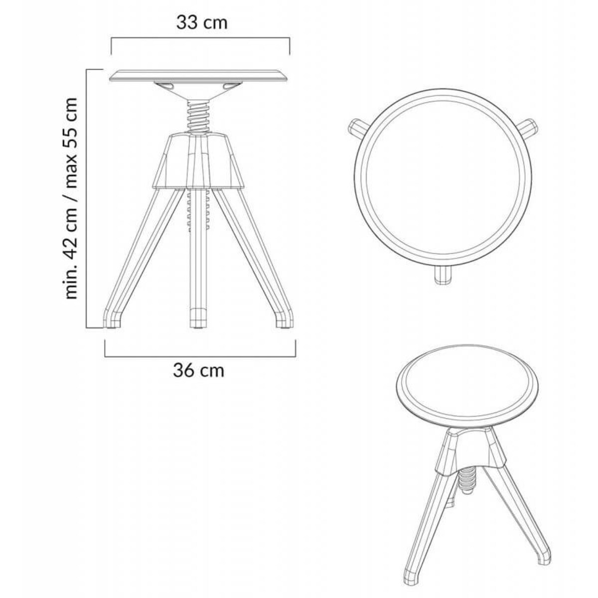 Drewniany taboret Jerry PW-017.CZARNY King Home regulowany czarny