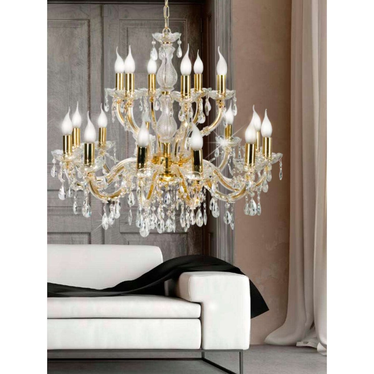 Żyrandol LAMPA wisząca maria teresa 30-94615 Candellux metalowa OPRAWA świecznikowa pałacowy kandelabr ZWIS kryształki złote