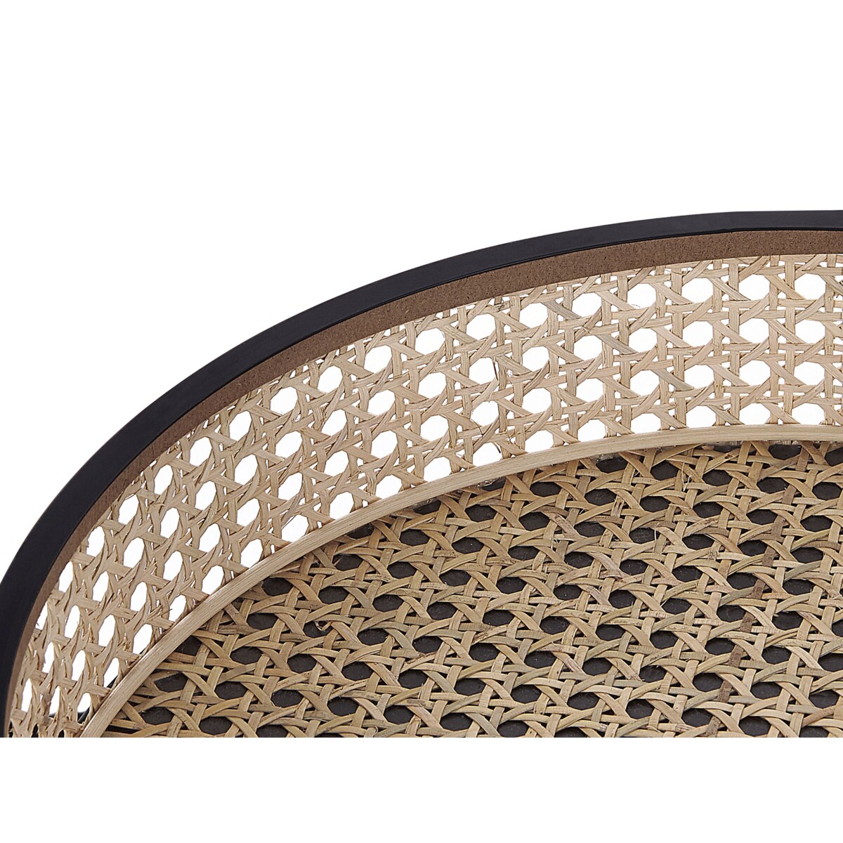 Stolik pomocniczy z tacą czarny z jasnym rattanem VIENNA