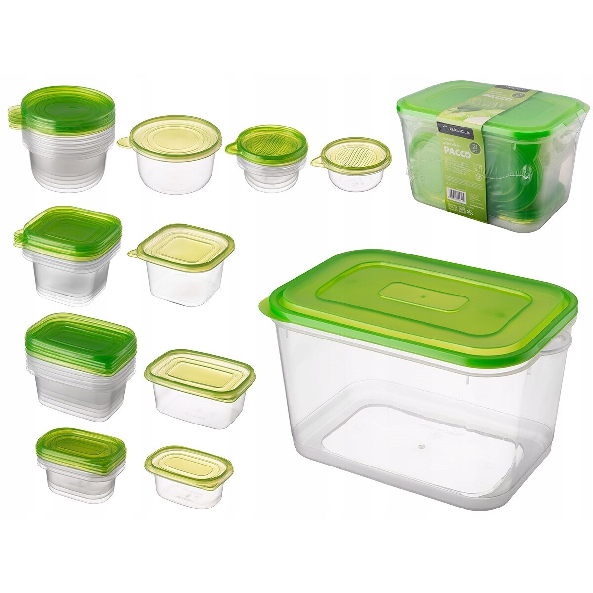 ZESTAW POJEMNIKI NA JEDZENIE ŻYWNOŚĆ przechowywanie do lodówki box 21szt