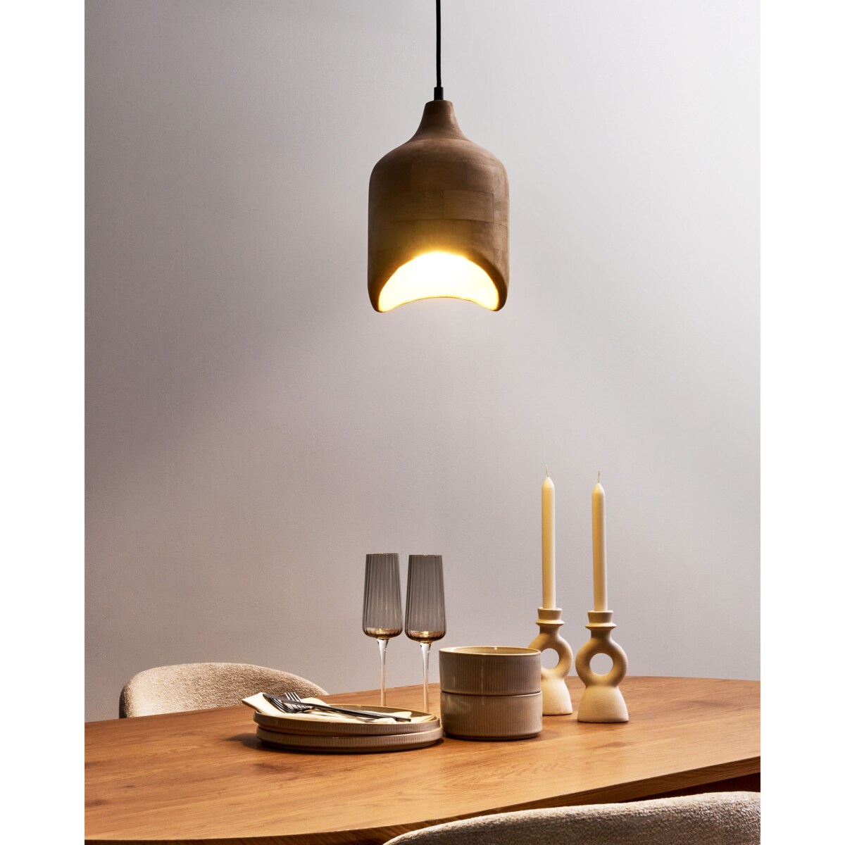 Lampa wisząca PANDU Drewno mango Jasnobrązowy