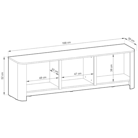 Szafka RTV BALI trzydrzwiowa o zaokrąglonych kształtach Dąb Vincenza