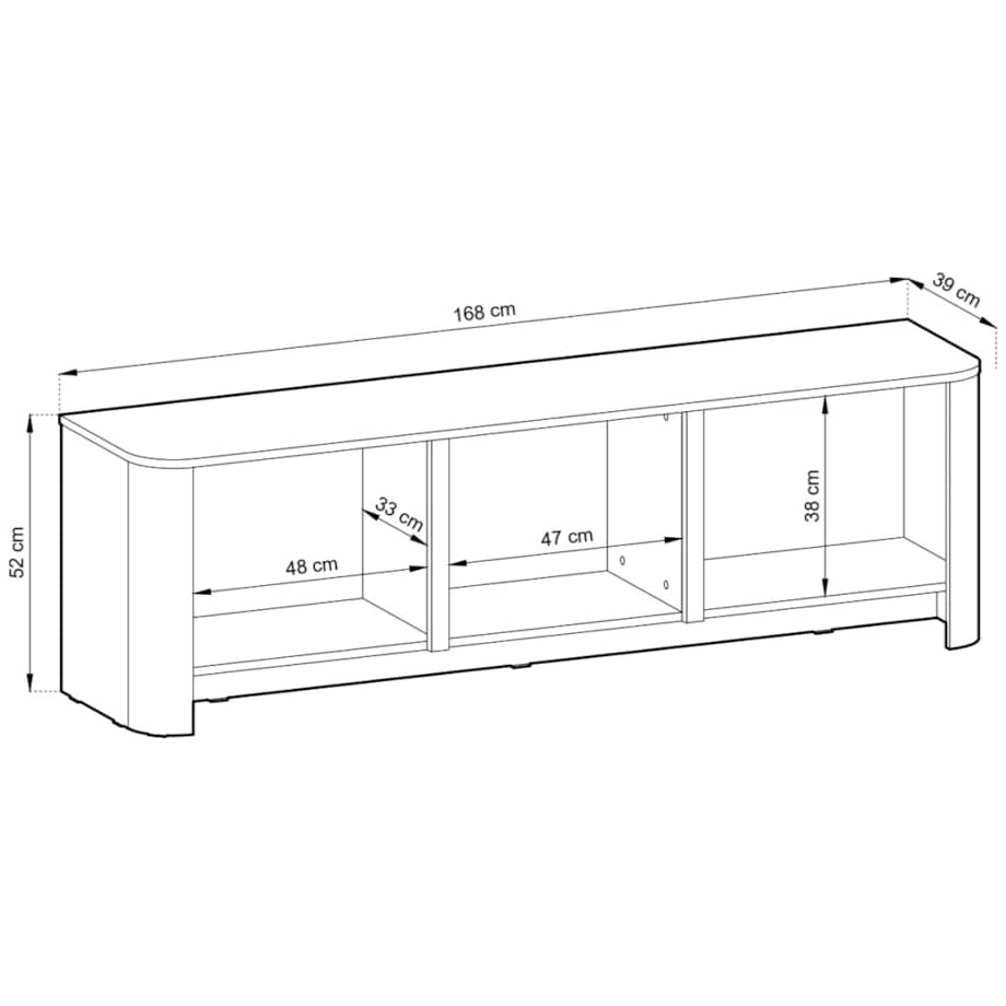 Szafka RTV BALI trzydrzwiowa o zaokrąglonych kształtach Dąb Vincenza