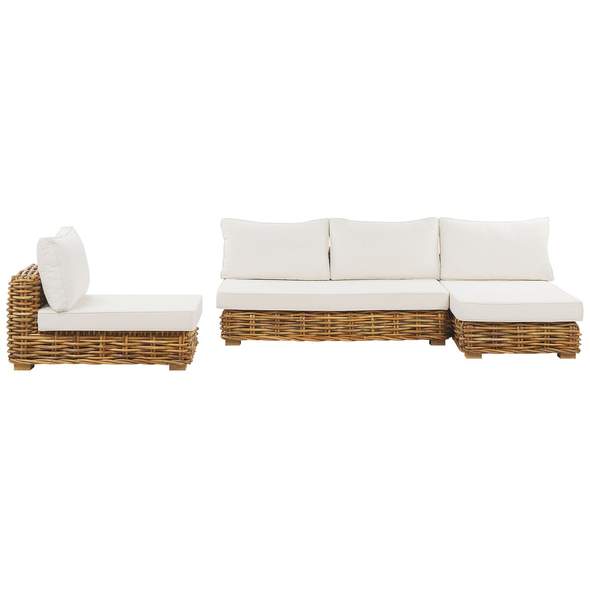 Zestaw ogrodowy ze stolikiem dla 4 osób VARALLO Lewostronny Naturalny Rattan Modułowy