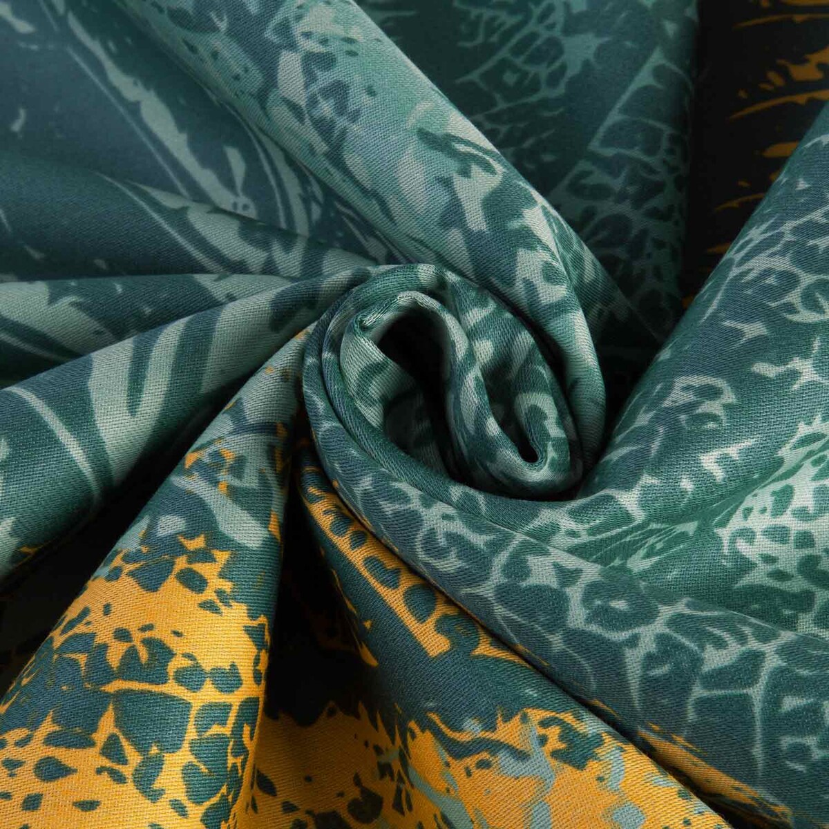 Pościel satyna bawełniana 160x200 Exclusive Venera turkusowa w duże liście