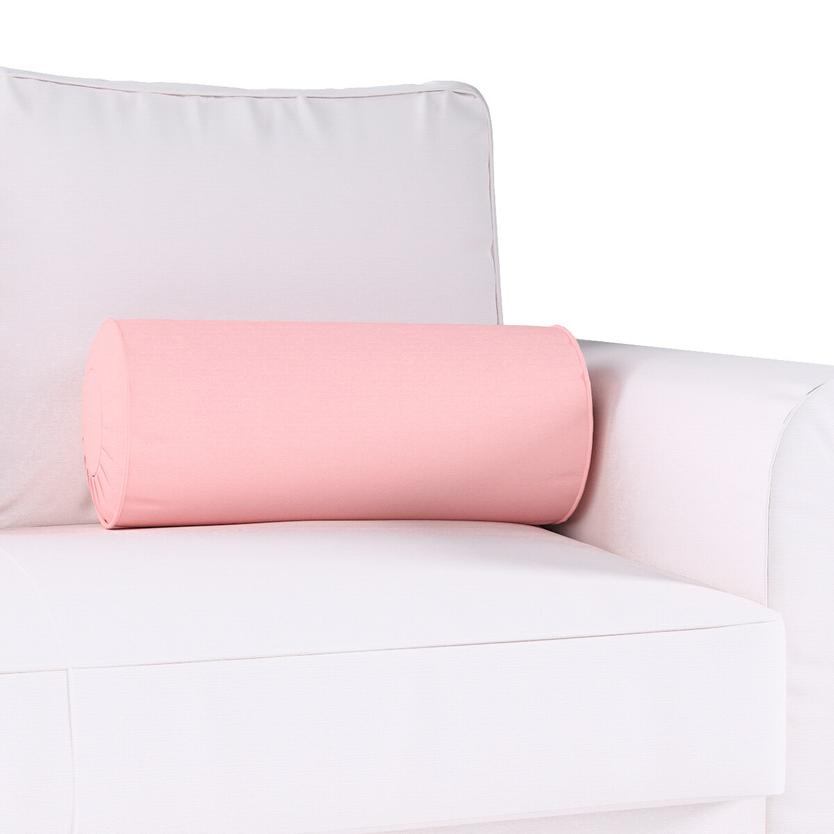 Poduszka wałek z zakładkami, pudrowy róż, Ø20 x 50 cm, Loneta