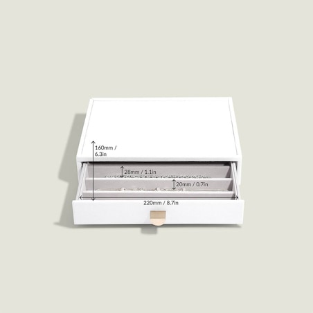 Szkatułka na naszyjniki Stackers Pebble classic biała z szufladą