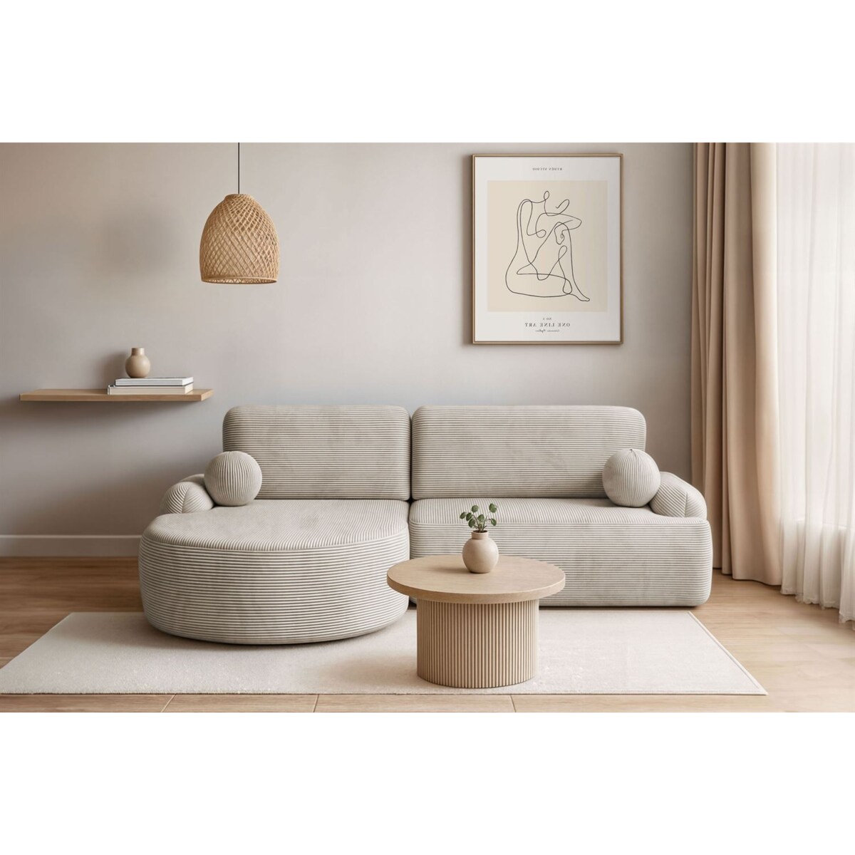 Zaokrąglony narożnik CLEO II z funkcją spania, wersja lewa, Poso 100