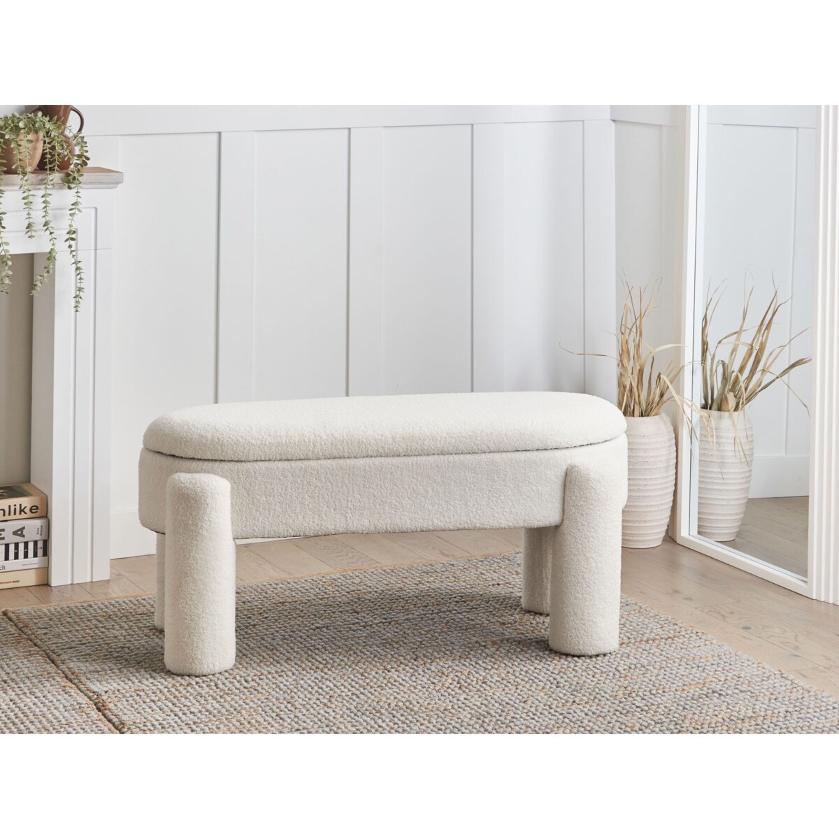 Ławka ze schowkiem OAKLEY Boucle Złamana biel