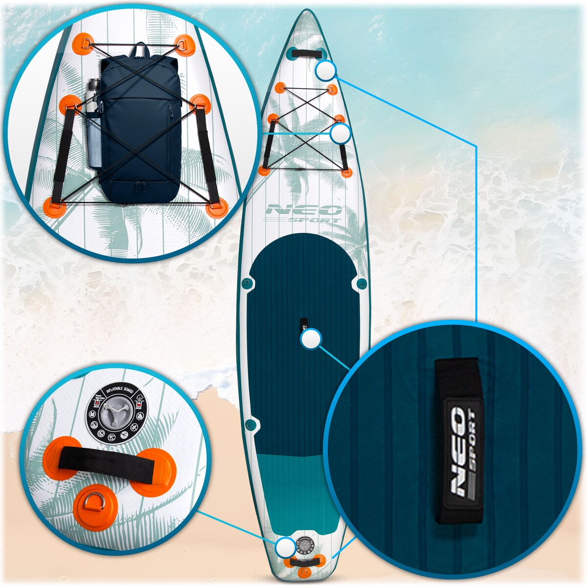 Deska SUP do pływania pompowana Paddle Reefbreak 350cm Neo-Sport ZESTAW