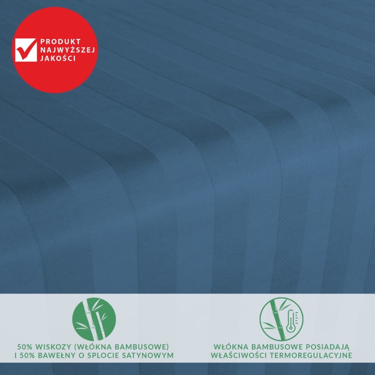 Prześcieradło bambusowe satyna bawełniana 220x260 Bamboo paski, chabrowe