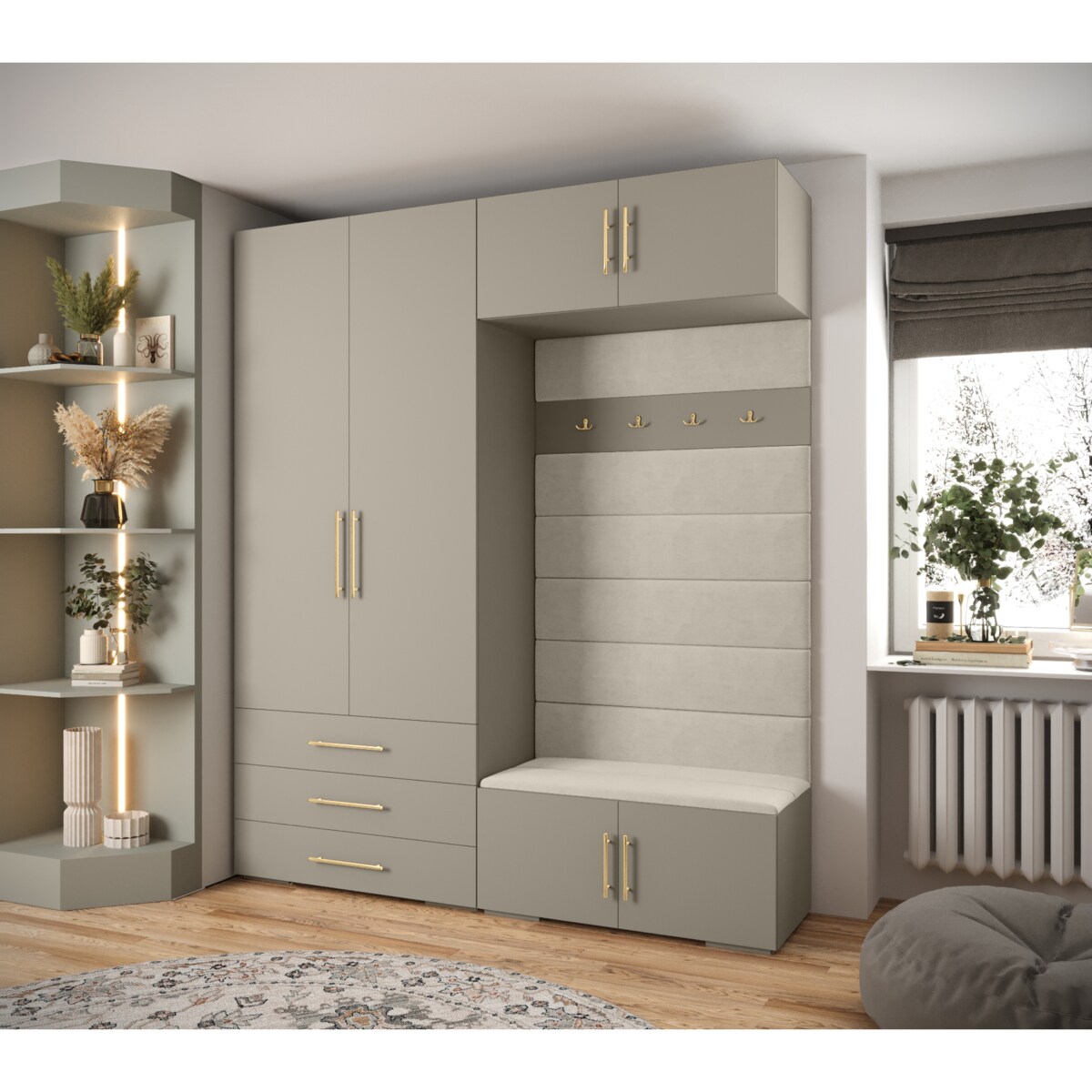 Garderoba do przedpokoju INOVA 3 Z12 kaszmir+złoty+manila02