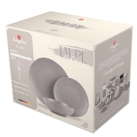 Zastawa stołowa Serwis Komplet talerzy naczyń 18 ele dla 6 osób BERLINGER HAUS Taupe