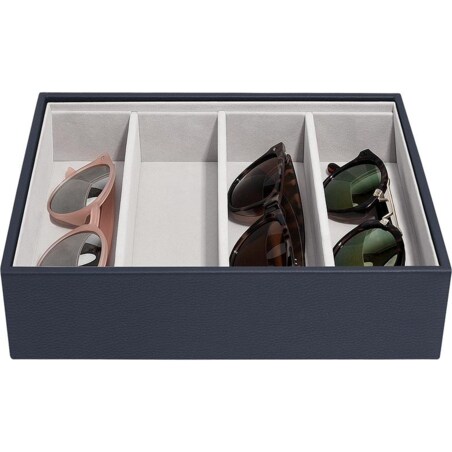 Pudełko na okulary Stackers Classic Pebble granatowe 4 komorowe