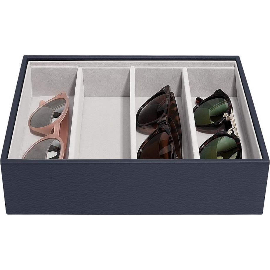 Pudełko na okulary Stackers Classic Pebble granatowe 4 komorowe